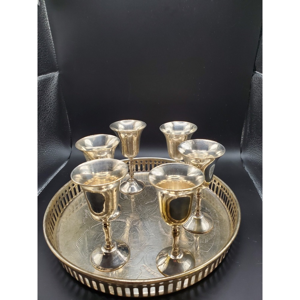 Vintage AMC serving Tray And 6 Cordial Glasses
